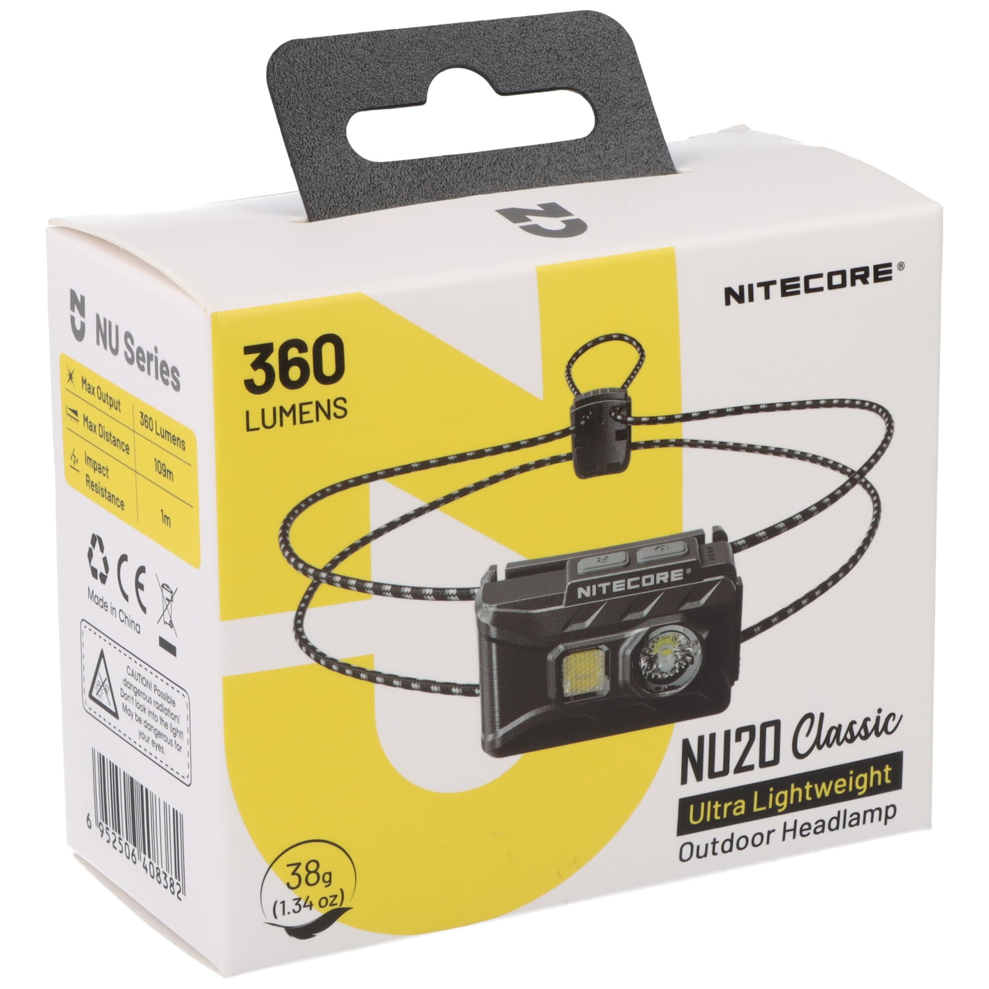 Lampe frontale Nitecore NU20 Classic, max. 360 lumens, ultralégère, UHE LED, 3 sources lumineuses, batterie Li-Ion intégrée de 5000 mAh