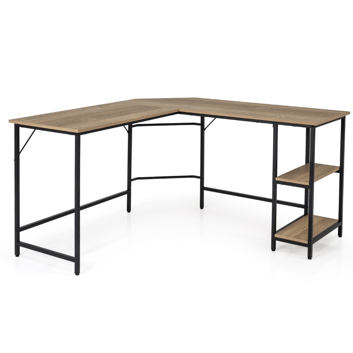 Bureau Informatique en Forme de L 138 CM Bureau d'Angle Bureau d'Étude avec Structure en Acier au Ca