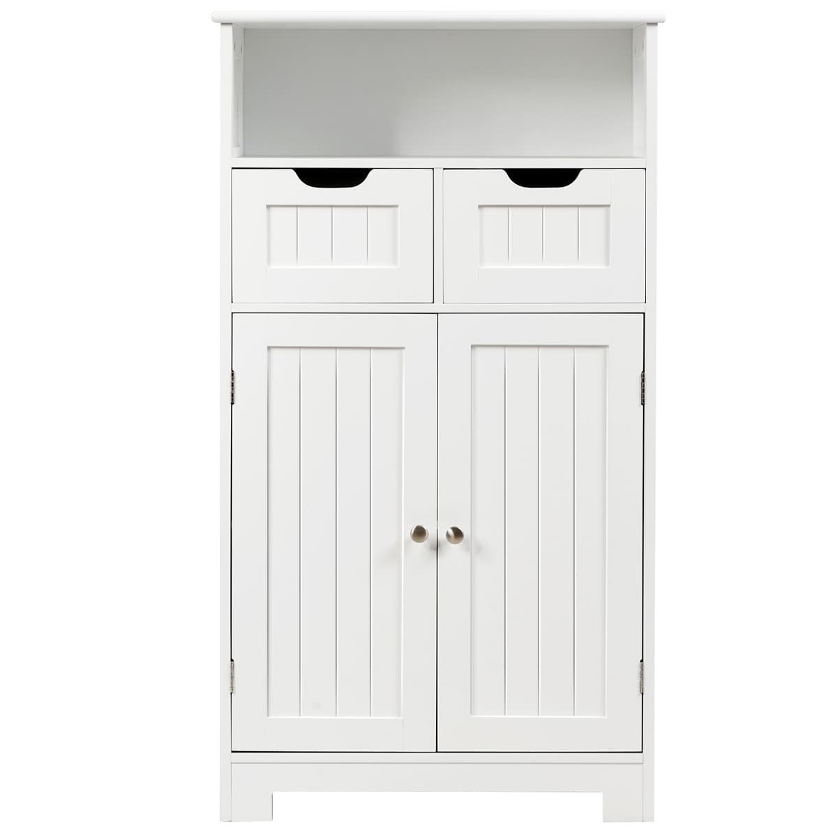 CostwayMeuble de Salle de Bain Armoire Rangement de Toilette 60 x 30 x 109 CM avec 2 Tiroirs et 2 Portes Blanche