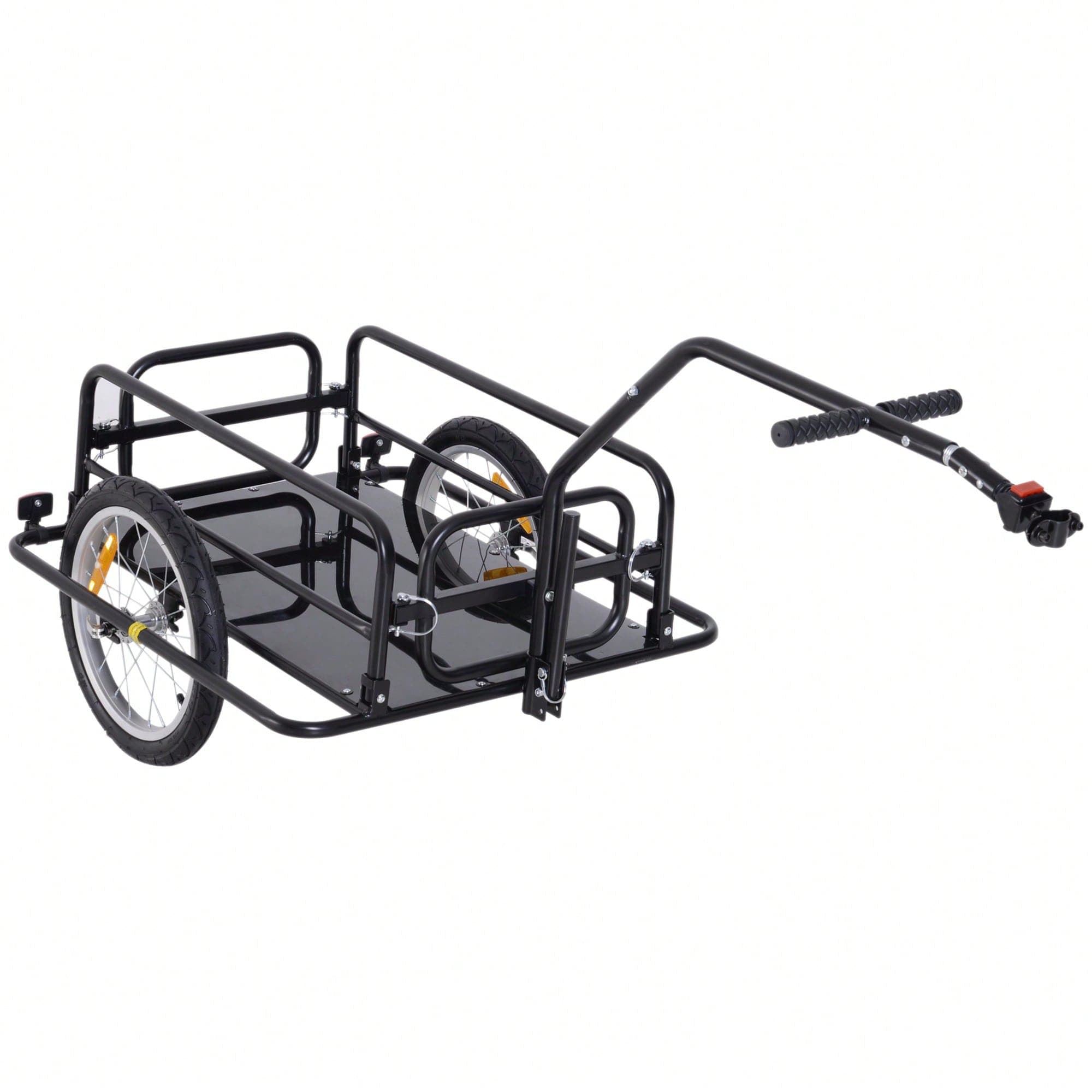 HOMCOM Remorque vélo remorque de transport pour vélo 70 L 155L x 71,5l x 77H cm barre d'attelage universelle pliable acier noir