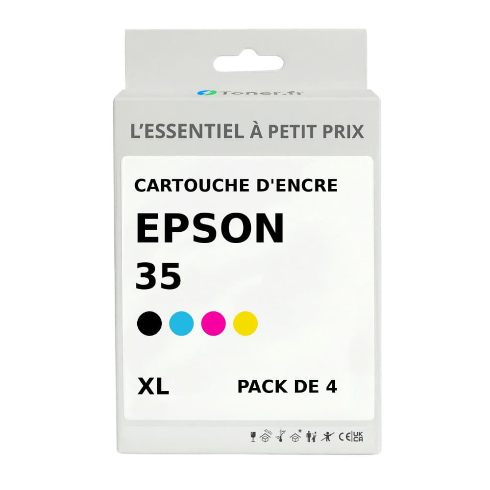 Pack de 4 cartouches d'encre compatibles Epson 35 XL Noir et couleurs